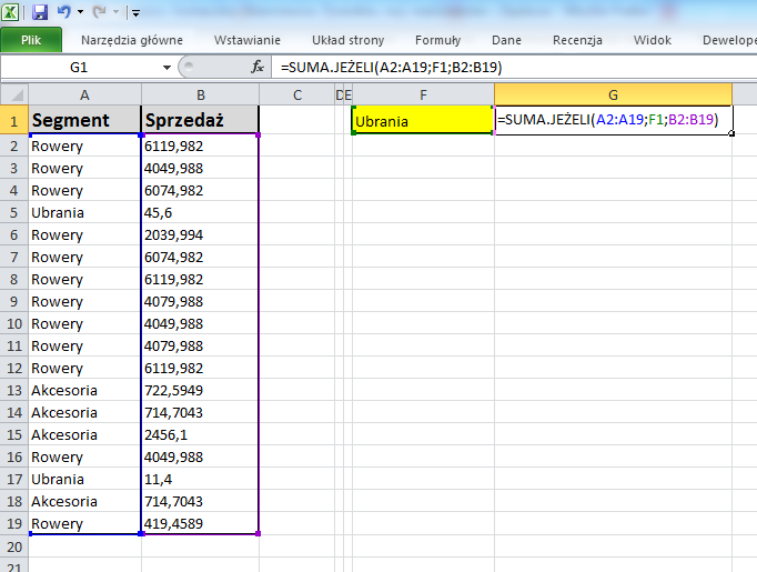 Excel and sum.if