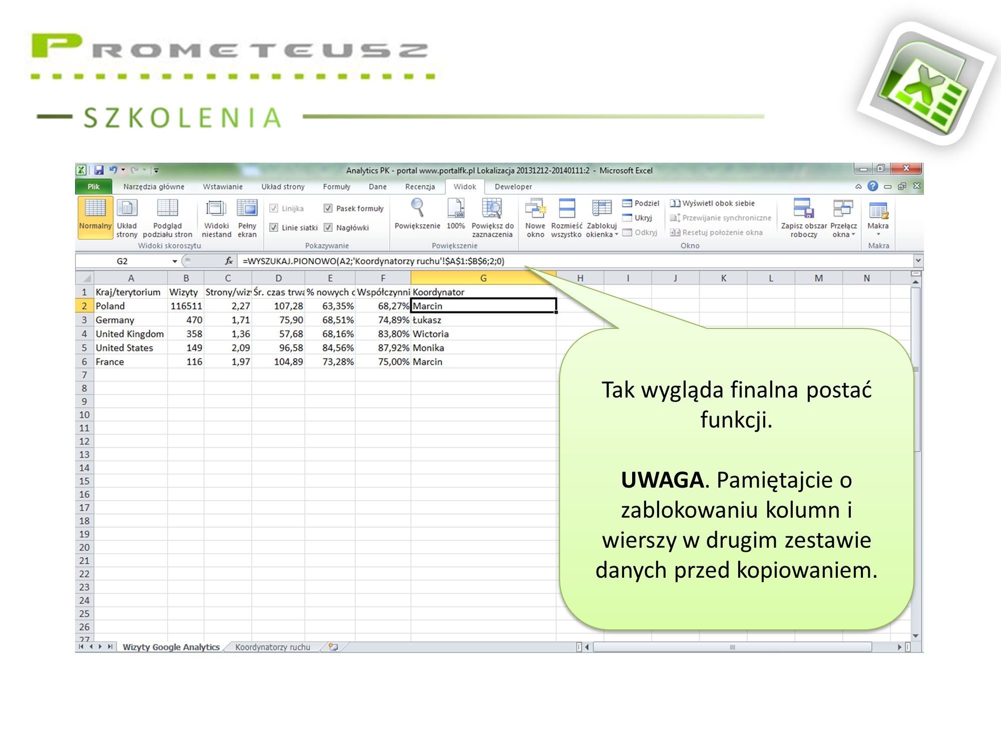 Funkcja wyszukaj.pionowo w praktyce