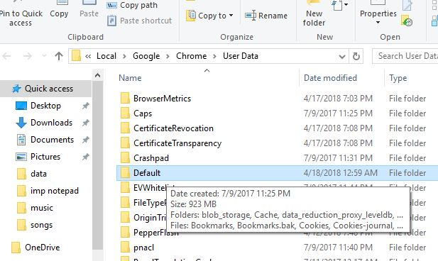 rename or reset chrome default folder