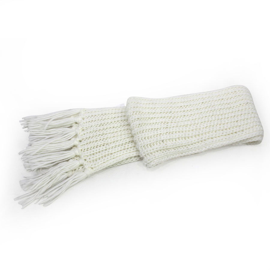 Custom White & Pink Winter Knitted Scarf - WINKHO