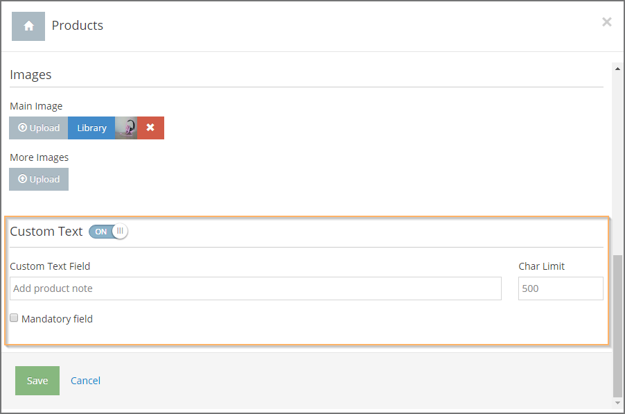 Product Custom Text