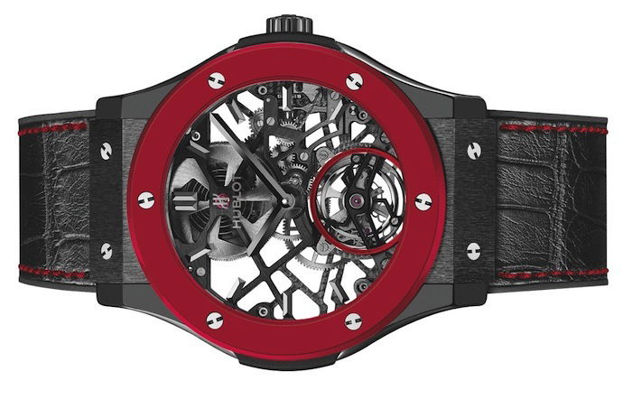 Réplique Montre Hublot Classic Fusion Squelette en céramique rouge et noir de luxe