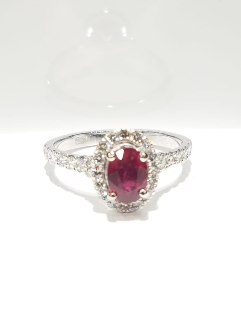 18ct White Gold Natural Ruby Ring